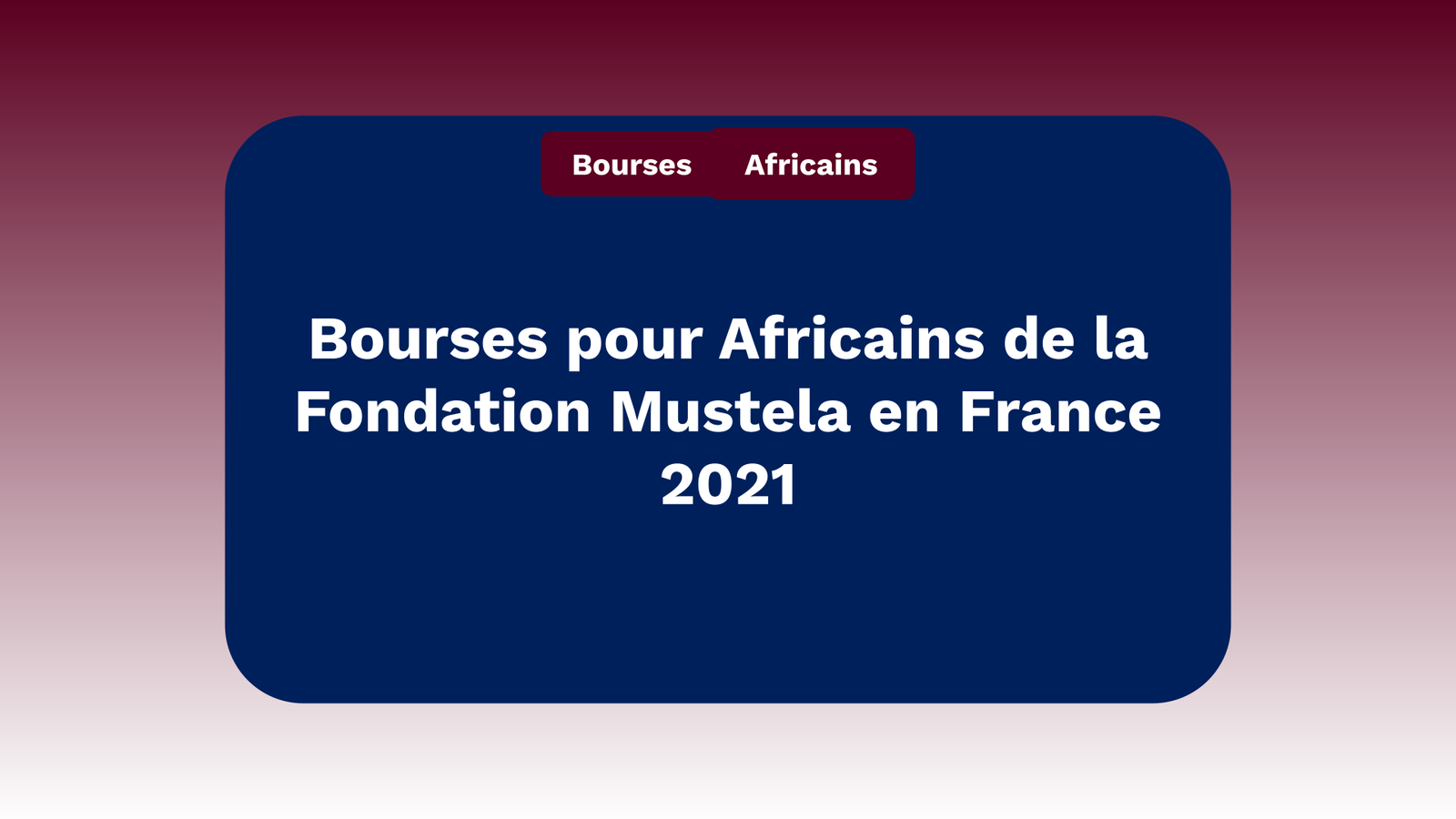 Bourses pour Africains de la Fondation Mustela